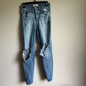 BKE Parker Universal Fit High Rise Ankle Skinny Women’s 25 Destroyed Knee Denim